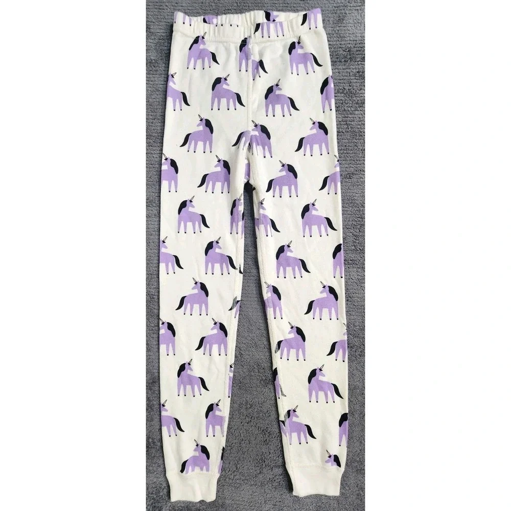 Hanna Andersson Girls Pajama Bottoms Unicorn White Purple Size 8 Kids Pj's Sleep
